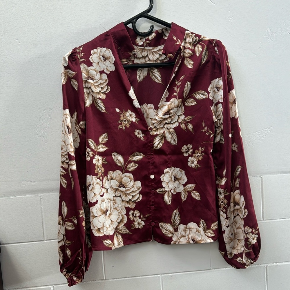Women's Button Down Floral Blouse